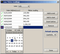 Entering meter readings